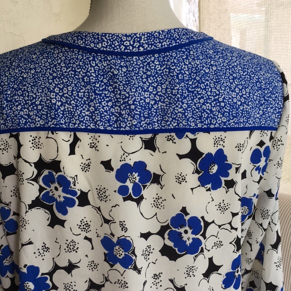 Talbots Petites Blue/Ivory Tunic Top - Picture 6 of 8